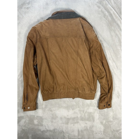 VTG Tip Top Of California Brown Leather Full Zip Bomber Jacket XXL - Picture 3 of 3